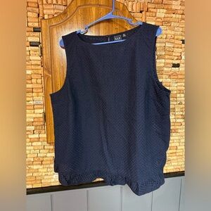NWT GAP TALL navy eyelet peplum cotton tank top size XLT